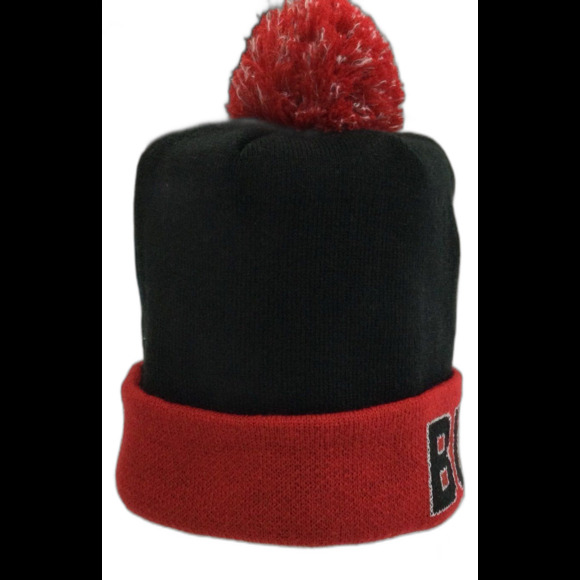 New Era Hat Unisex One Size Black Red Chicago Bulls Windy City Pompom Beanie - Picture 6 of 9